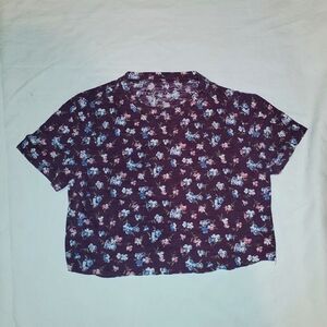 Aeropostale floral cropped shirt top